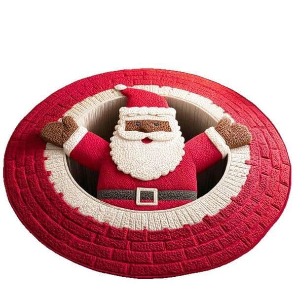 2026 New New 3D Santa Claus Pattern Round Floor Mat Quilted Digital Print Home Decor Area Rug For Wholesale Designer