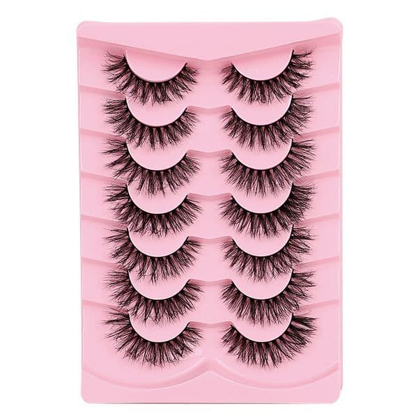 Fluffy Wispy False Eyelashes Soft Lightweight, 7 Pairs 3D Faux Mink Lashes Natural Look Full Strip Lashes Cat Eye, Handmade Reusable Eyelash Extensions Easy to Apply