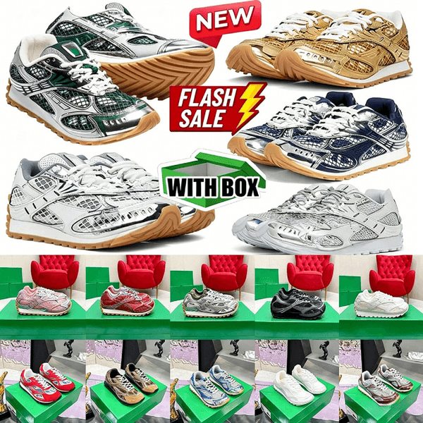 With box Orbit Sneaker Designer Runner Casual Women Men Trainers Metal Leather Mesh Nylon Fabric Sneakers Green Blue White Black Pink Flat Shoes