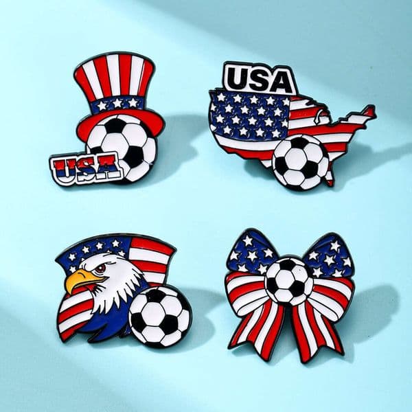 New Metal Badge with World Cup Football Elements, Brooch for Clothes, Bags, Hats, Anti-Loss Accessories