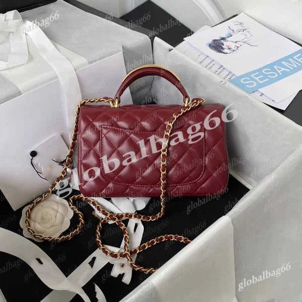 Evening Bags Quality Ladies crossbody Designer Luxury Metal Handle Mini Handbag Classic Fashion Sheepskin Name Brand Flip Bag