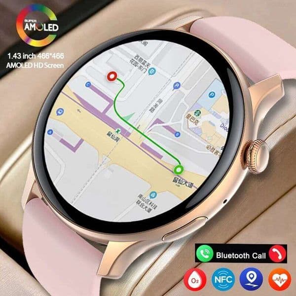 2026 New True AMOLED Smart Watch Ladies Screen Always Show Time 466*466 HD Health Tracker Voice Calling NFC Smartwatch Women 26Y0408
