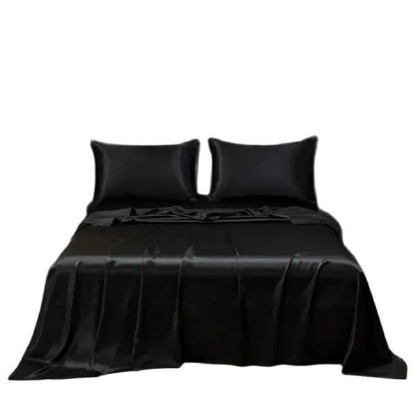 Satin Bed Sheet Sets for Summer Silky Smoooth Top with Pillowcase SingleQueenKing Ice Cooling Flat 260403