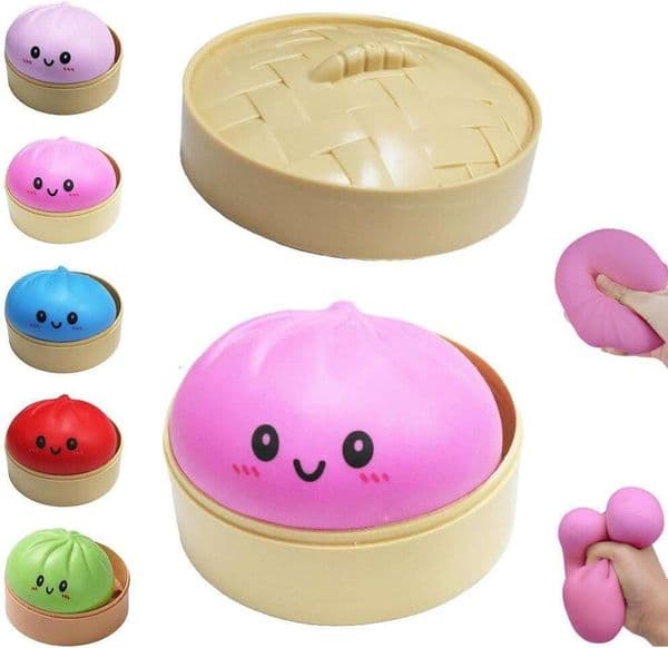 Squishies, Glitter Dumpling Mystery Box, Colorful Dumplings Stress Balls Fidget Sensory Toy, Stocking Stuffers with Food Steamer Stretchy Desk Toys 69b