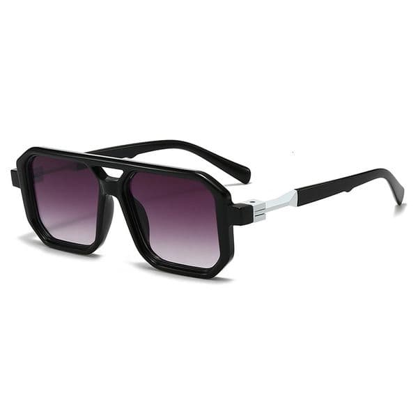 Cross-Border Retro Square Frame for Men Women, European and American Double Bridge Sunglasses, Trendy Street Style Fashion Sunglasses