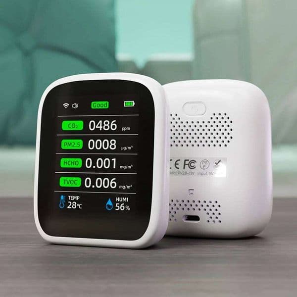 Wifi Portable Air Quality Meter 8in1 PM1.0 Temperature Humidity Tester LCD Color Screen with Time and Date Display Function