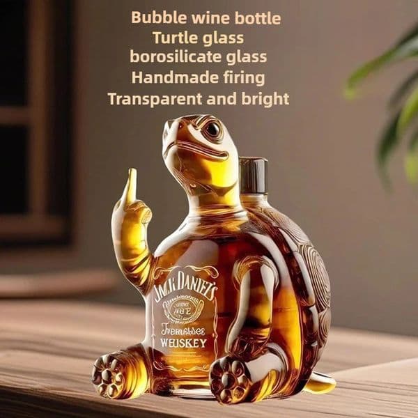 320ml Animal Whiskey High Quality Empty Glass Bottle Turtle Raising Middle Finger Pose Glass Wine Bottle A Smooth Surface 260409