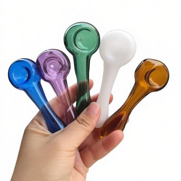 Cheap Travel Mini 4inch colorful Glass Hand Pipes Smoking Thick heady beautifully handcrafted spoon Tobacco pipe for water bong hookah