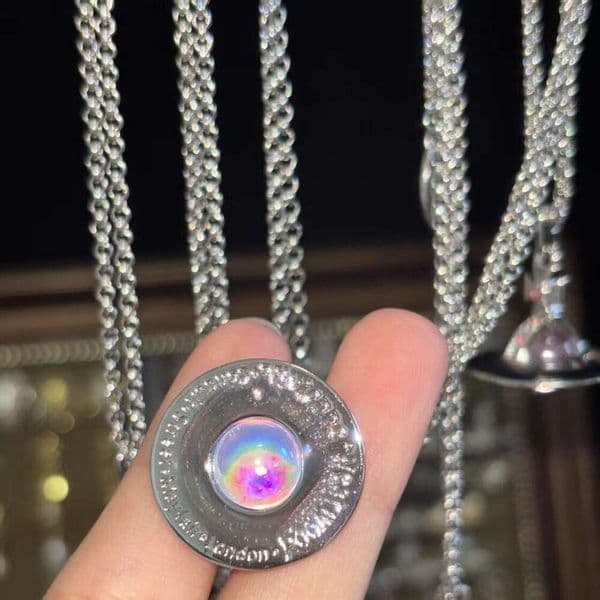 Gradually changing color glass ball necklace pendant - European style fashionable neck chain