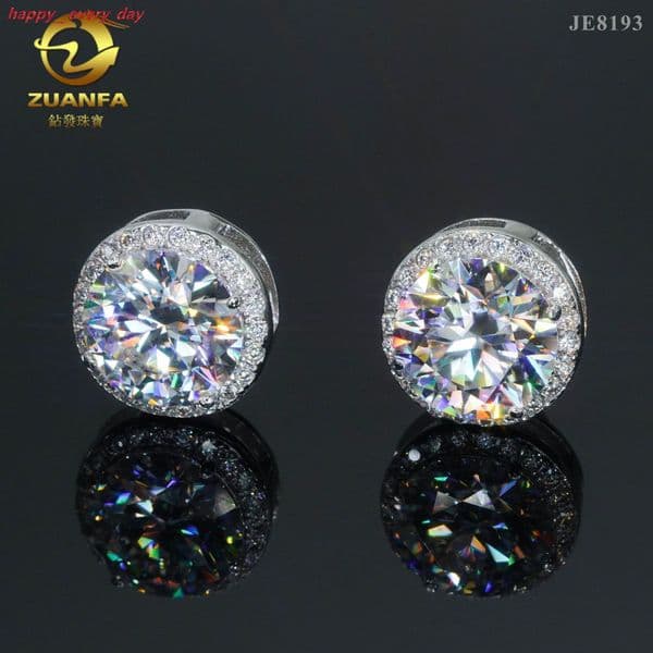 New S925 Silver Round Moissanite Stud Earrings Unisex Classic Earrings
