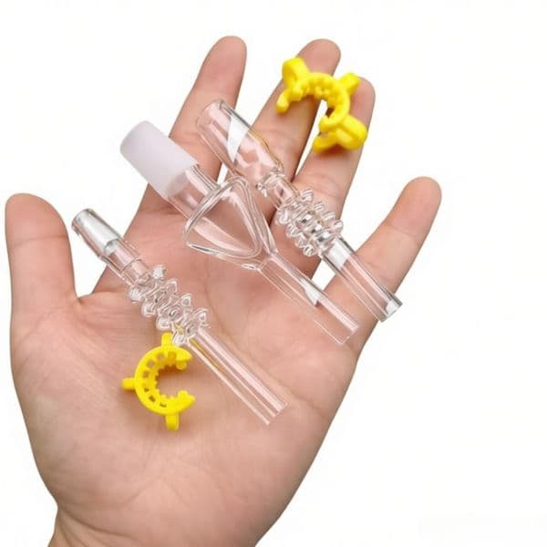 100% Real Quartz 10mm 14mm Male Quartz Tips Drip Insert Quartz Tester Straw Tube Tip Keck Clip for Mini Collector Kits for Smoking
