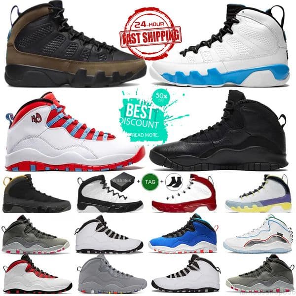 Basketball Shoes 9 10 Sports Sneakers 9s 10s Men Women Powder Blue Gym Red Light Olive Particle Grey University Blue Cement Leather Fashion Mens Trainers