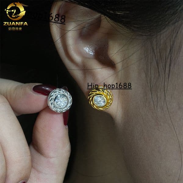 New Moissanite Earrings S925 Silver Moissanite D Color VVS Hip Hop Ear Accessories