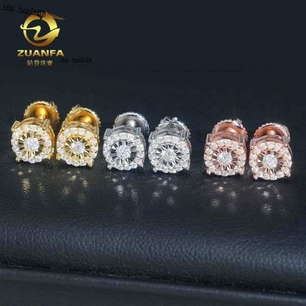 New floral pattern earrings S925 silver inlaid with D color moissanite simple and elegant earrings
