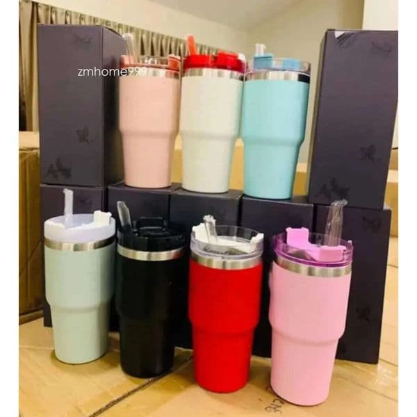 20 oz tumbler co-branded 20oz cups stainless steel straw vehicle-mounted American Mug large-capacity desktop cup office 1114