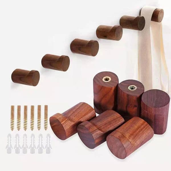 Beech Wood Black Walnut Hook Modern Minimalist Coat Closet Hanger Towel Rack Home Keys Decoration Wall Mounted 260410