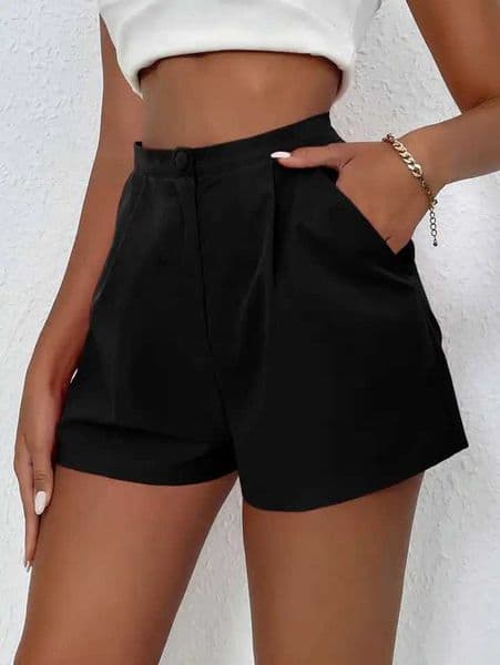 Womens High Waist Black Blazer Shorts 2025 Summer Loose Pleated Casual Short Pants L260410