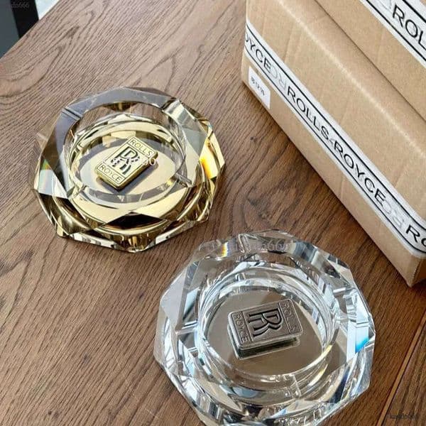 Ashtray Little Golden Man Rich Earth Gold K9 Crystal Glass Ashtray Cigar Ashtray Gift