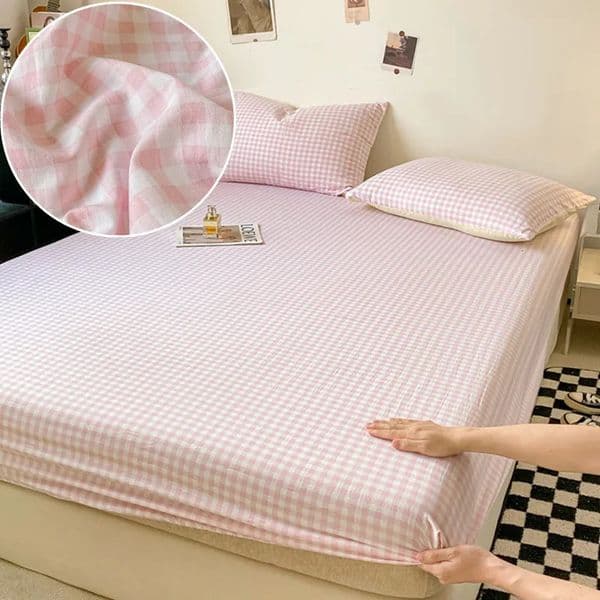 Plaid Style Fitted Sheet Skin-friendly Bed Cover Elastic Bedsheet for Girls Boys Room couvre lit Home Bed LinenNo Pillowcase 260408