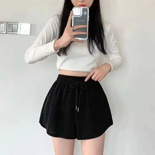 Womens casual drawstring 2026 sports shorts summer slim fit high waist A-line shorts loose womens running straight shorts L260410