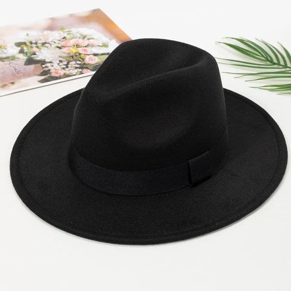 Autumn and winter men and womens large brimmed hats fashionable woolen jazz hats English style top hats 260407
