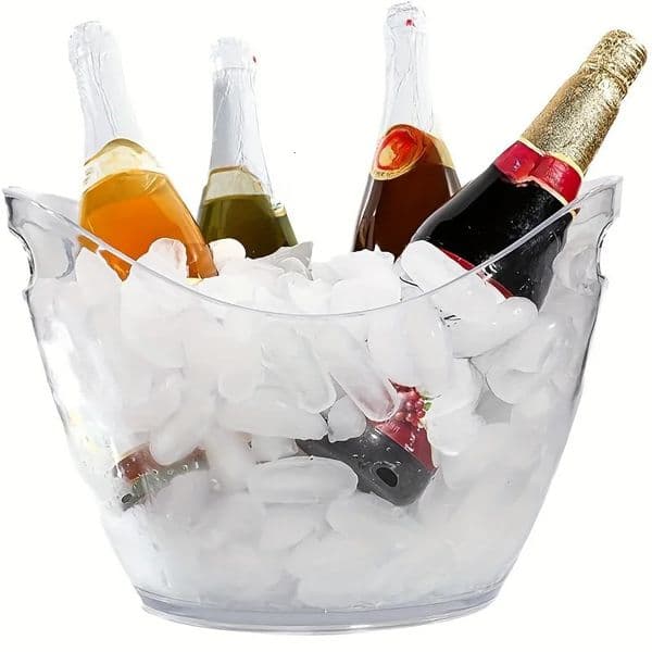12 PCS Elegant Acrylic Ice Bucket - Transparent Perfect for Cooling Beverages Such As Champagne Wine Beer and Soda 260409BJ