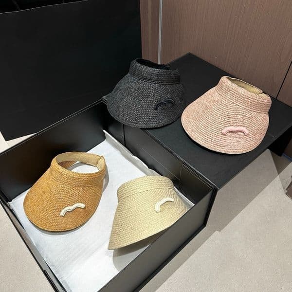 Women Straw Visor Hat Designer Fashion Straw Sun Visors Hat Empty Top Woman Outdoor Visor Adjustable Casual Luxury Beach Sunhat Baseball Sport Hats Summer