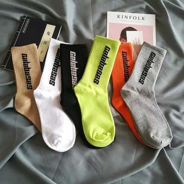 1/6 Pairs Spring and Autumn Fashion New Style bet Trendy Sports Mens Long Socks Sweat Absorbing and Breathable Mens Socks S26410