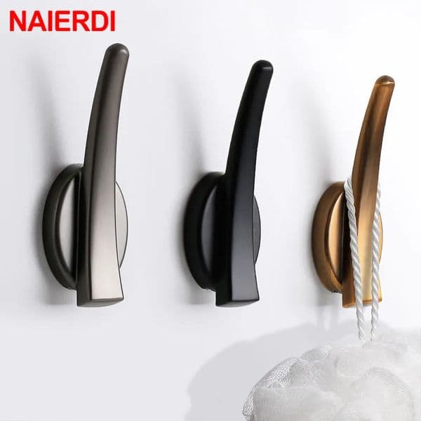 NAIERDI European Wall Hanging Hooks Zinc Alloy Storage Bathroom Cloth Towel Rack Coat Hat Hanger Keys Creative Hook 260410