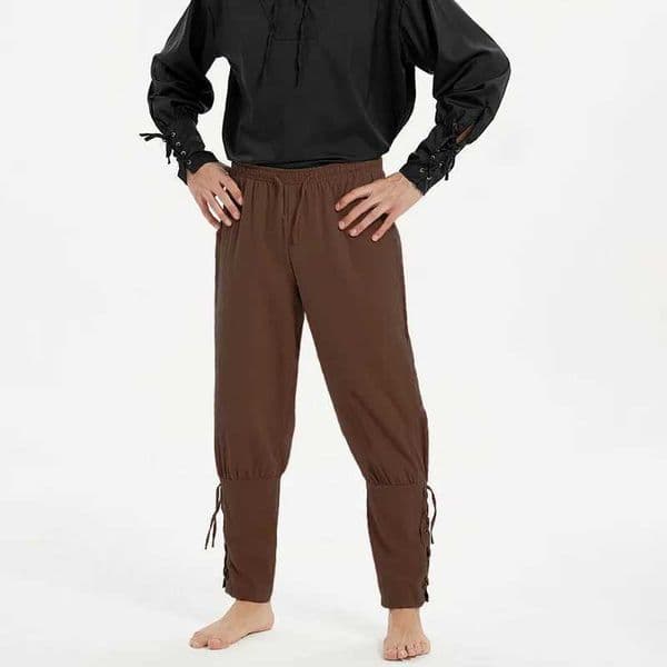 Adult Men Medieval Pirate Pants Cotton Linen Horseman Knight Come Loose Leggings Black Navigator Leg Bandage Trouser W260410