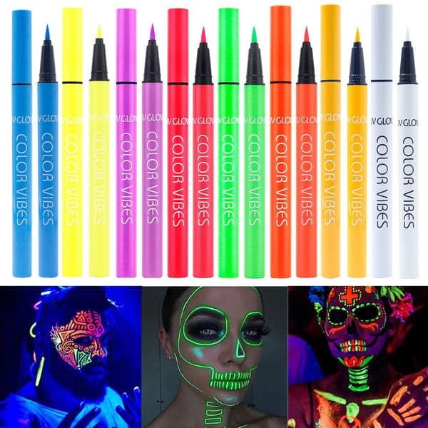 Cross-border colored fluorescent matte luminous liquid eyeliner, face paint, waterproof, sweat-proof, long-lasting, quick-drying