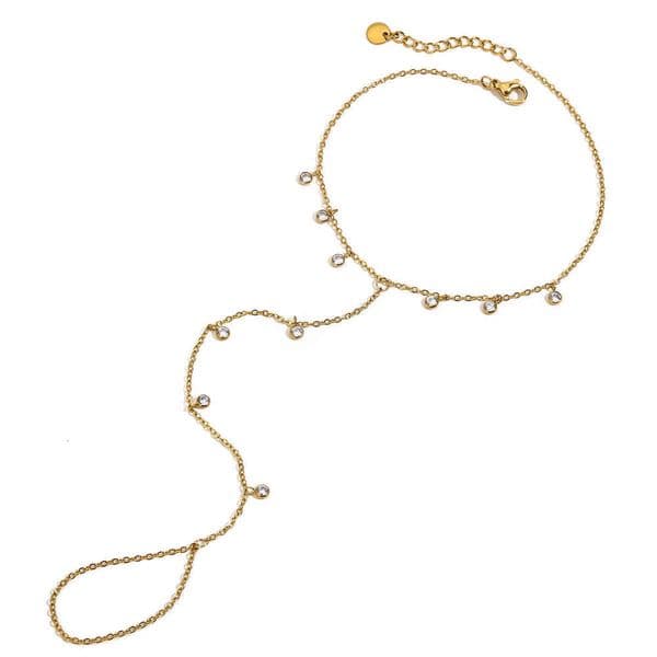 niche beach versatile modern classic 18K gold titanium steel multi-zirconia interlocking chain anklet