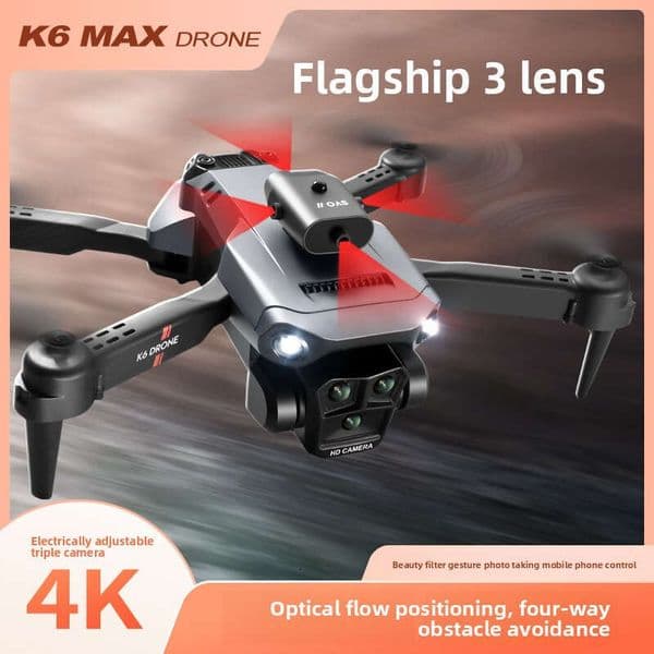 K6 MAX Triple Camera 4K Aerial Drone Four-Sided Obstacle Avoidance Remote Control Aircraft Optical Flow Positioning Quadcopter Kuhangxin 2601