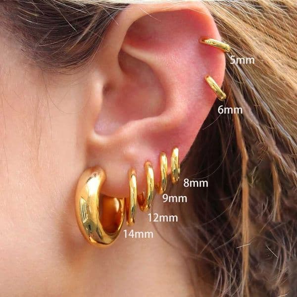 2PCS Tiny Stainless Steel Huggie Small Hoop Earrings For Women Round Circle Punk Unisex Rock Earring Cartilage Piercing Jewelry S26411