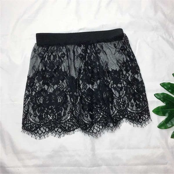 Miniskirt Sexy Transparent Lace Mesh Skirt Shirt Extender Women Summer Mini Black White Short Micro Skirt Ladies Underskirt S26411