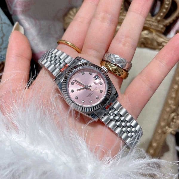 Luxury watches, high-quality watches Pink Log Automatic Mechanical Quartz Steel Band Womens