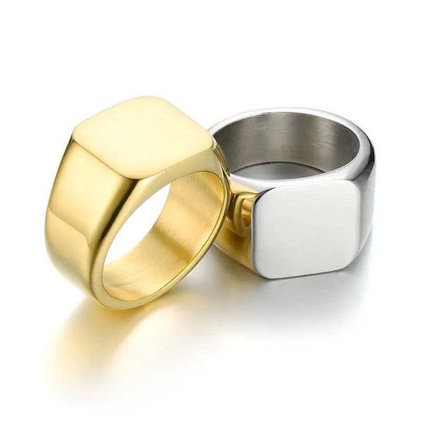 HNSP 316L Stainless Steel Square Simple Ring For Men Finger Jewelry 14MM Wide Smooth Minimalist Style Accessories J260411
