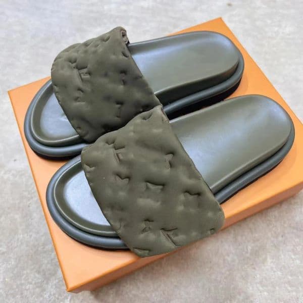 Italy designer Slipper Pool Pillow Comfort Platform Noir Vert Bleu Clair jaune Designer Luxurious Sandles Mule Slides Platforms Sandal For Woman Real Leather — detail 1