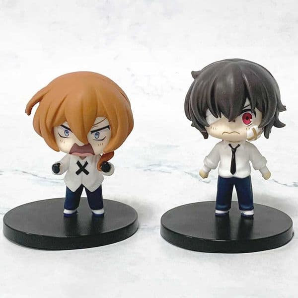 Anime Bungou Stray Dogs Series Fourteen-Year-Old Q Version Dazai Osamu Nakahara Chuya Hand-Made Figurine Desktop Car Ornament S260410