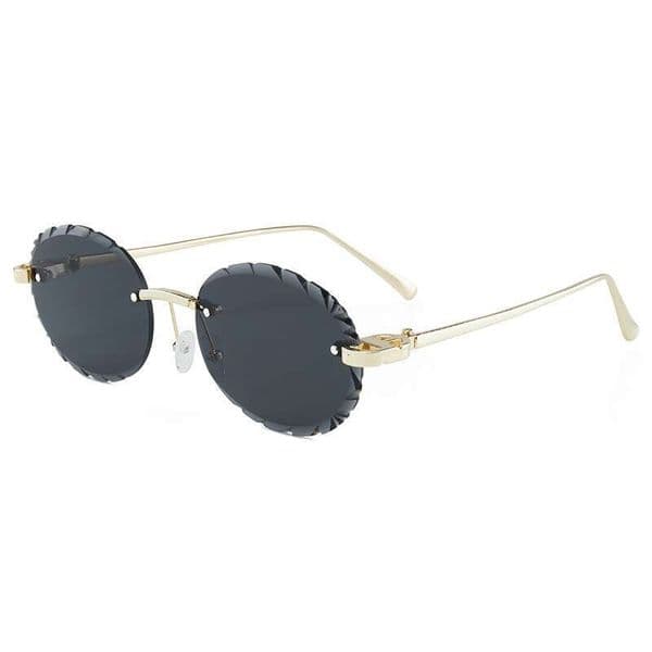 Retro Oval Metal Sunglasses Frameless Diamond-Cut Edge Fashion Unisex Eyewear