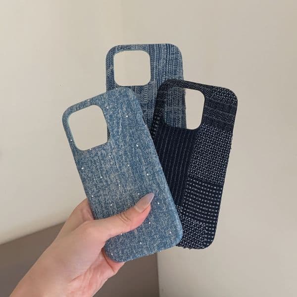 Suitable for Apple 17/16PRO simple denim phone case iPhone15/14PRO solid color protective cover 13 niche