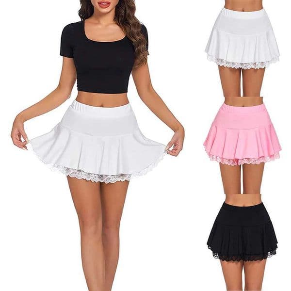 Womens Hoge Taille Geplooide Casual Sexy Mini Korte Rok Dance A-Line Rokken A-Line Plaid Geplooid Voor Vrouwen Kleding S26411