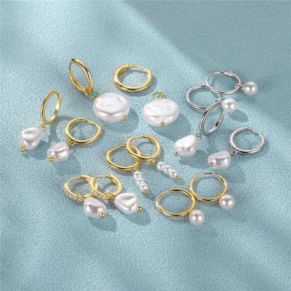 ROXI 925 Sterling Silver Pearls Earrings For Women Wedding Fine Jewelry Piercing Earrings Hoops Bohemia Pendientes Plata Earings S26411