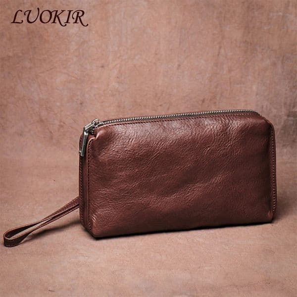 LUOKIR Genuine High Quality Men y Leather Clutch Bag Vintage Large Capacity Long Wallet Credit Card Holder Simple Phone 260410