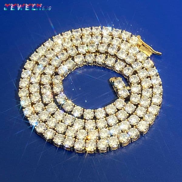 Mens 3Mm 4Mm Solid 10K White Gold Plated Diamond Tennis Chain 14K 925 Sterling Silver Tennis Chain 7Mm Wholesale 2Mm