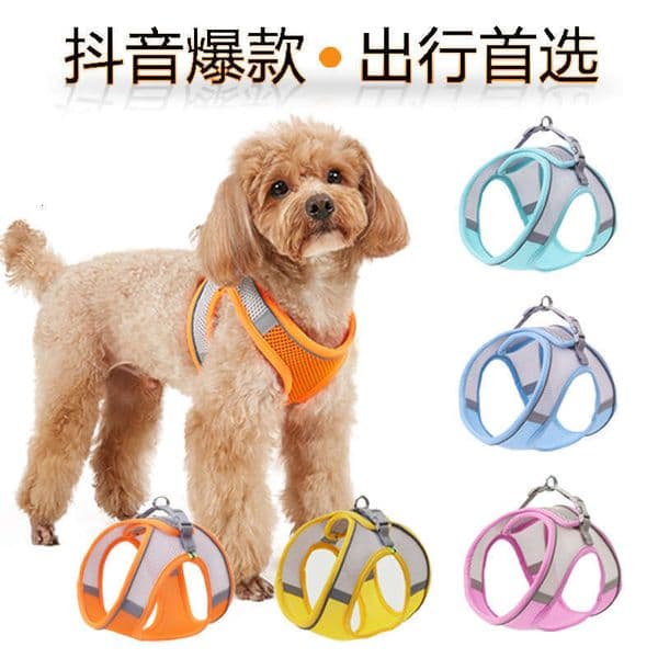 Pet supplies Vest-style Supplies Outdoor Mesh Fabric Harness Cat Breathable Small and Medium-sized Dog Walking Leash