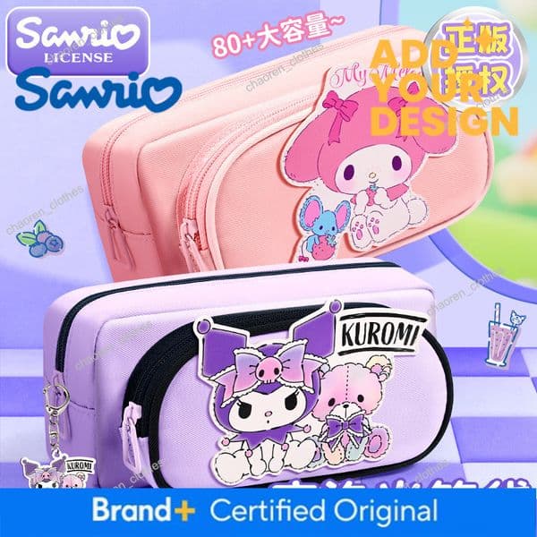 Designer Genuine Sanrio Pencil Bag, Large Capacity Hello Kitty Cartoon Pencil Case, Cute Stationery Pouch for Primary School Students