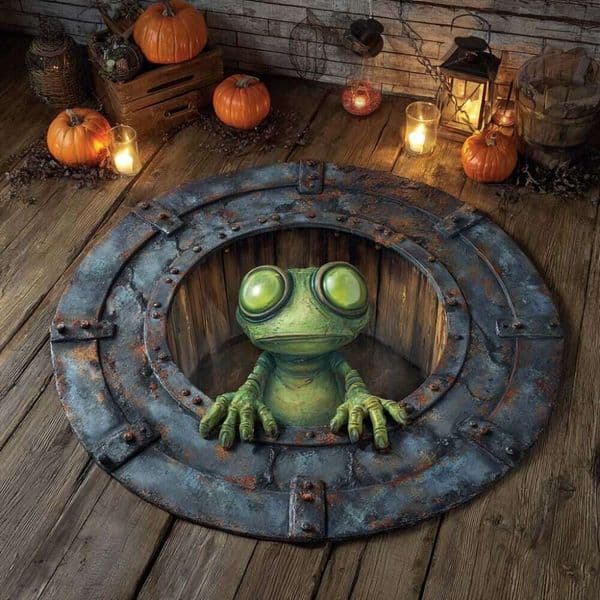 2026 new cute frog quilted round floor mat digital printing nonslip soft area rug for kids room living room bedroom home decor factory wholesale