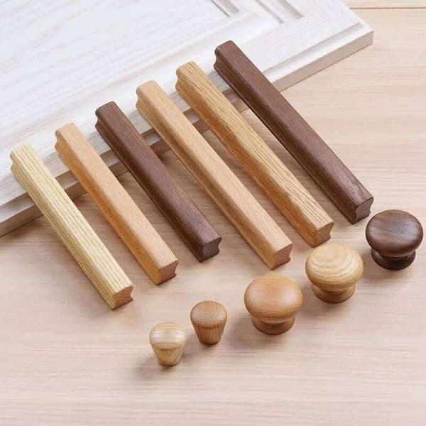 Nordic Walnut Handles Drawer Knobs Kitchen Cabinets Wardrobe Pulls Wooden Door Closet Handle Furniture Hardware
