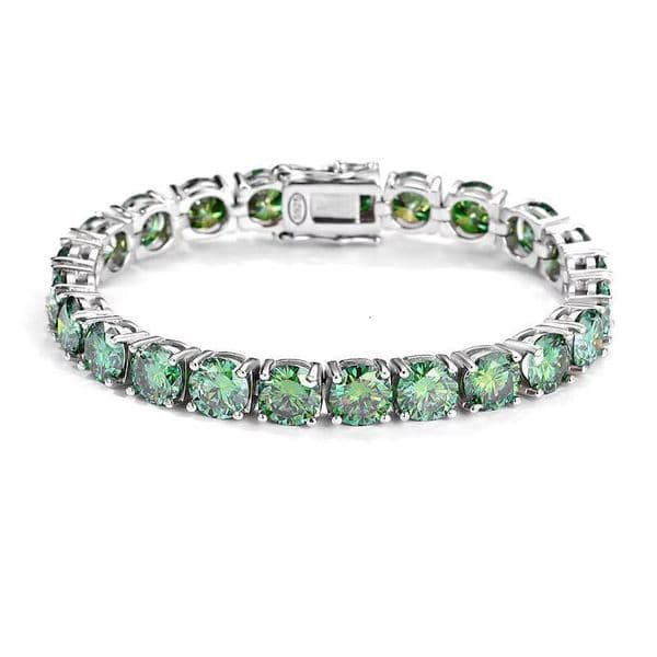 QYT Jewelry 3mm4mm5mm65mmS925 Silver Dark Green Moissanite Bracelet Couple Fine Design Tennis Bracelet Women